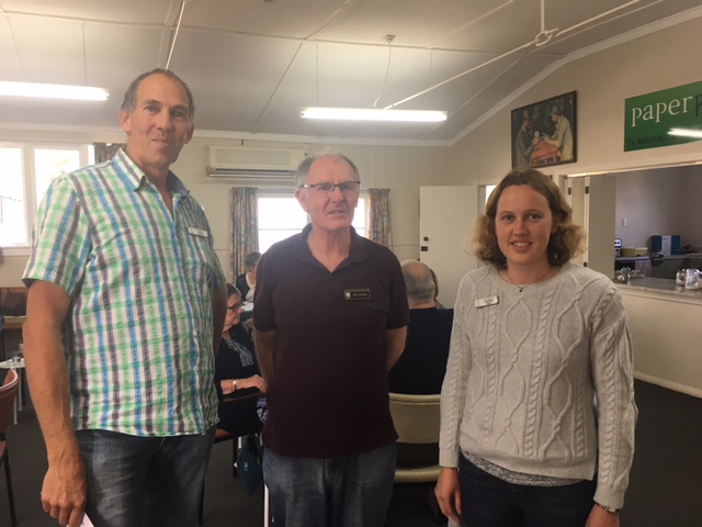 Victor and Charlotte: Victor (the tall one) with Charlotte flanking Nick Cantlon, President of Te Awamutu receiving their victory cheque!